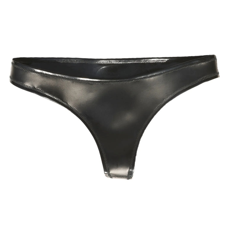 Reversible PU Leather Bikini Briefs – Wet Look Shiny & Matte Dual-Finish Low-Rise Sexy Panties