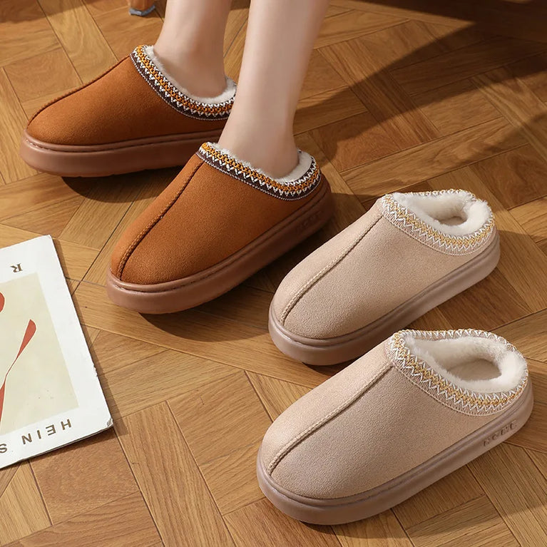 Plush Winter Platform Slippers | Warm Non-Slip Home Shoes