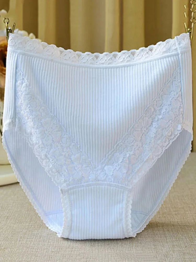 High-Waist Cotton Briefs | Seamless Lace-Trim Panties