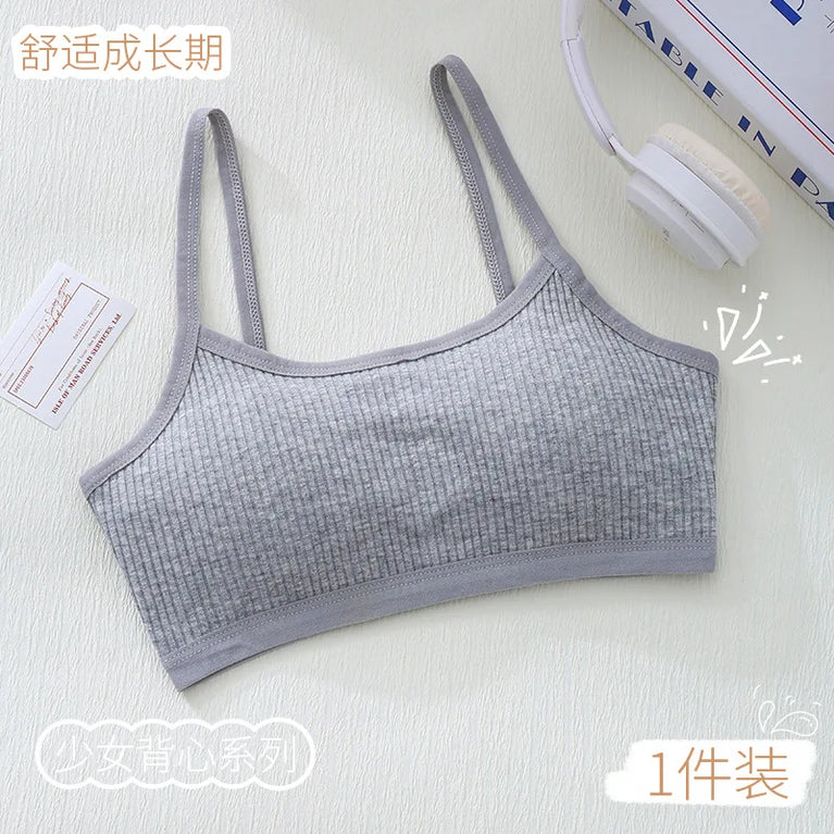 Ribbed Cotton Training Bra | Soft Girls' Sports Vest