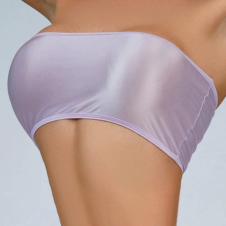 Gemini said Oil Glossy Shiny Strapless Crop Top – High-Stretch Rave Bandeau