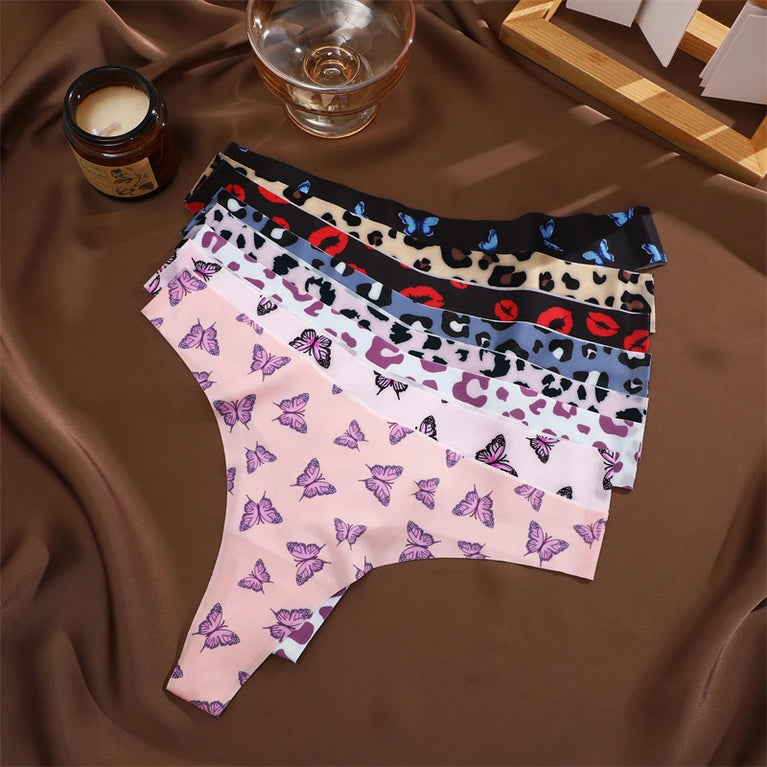 5pc Leopard Thongs | Seamless Ice Silk G-Strings