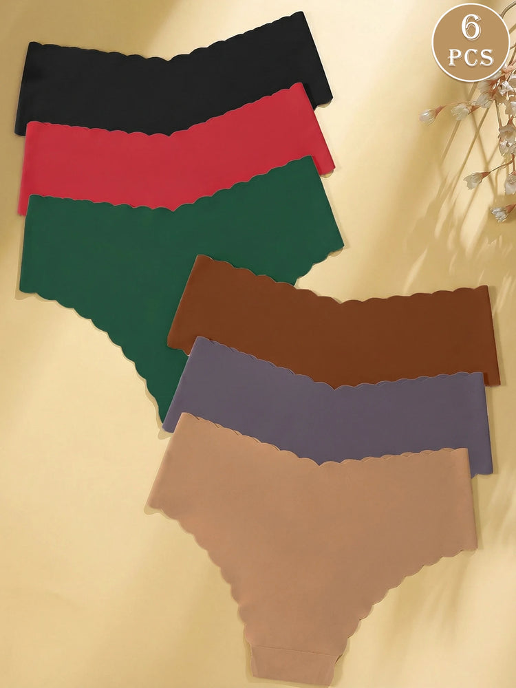 6pc Seamless Scalloped Briefs | No-Show Comfort Invisible Set