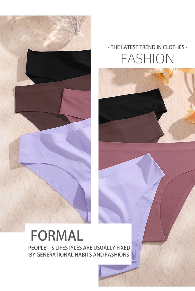 Sexy Ice Silk Women's Underwear – Low-Waist Seamless Invisible Briefs