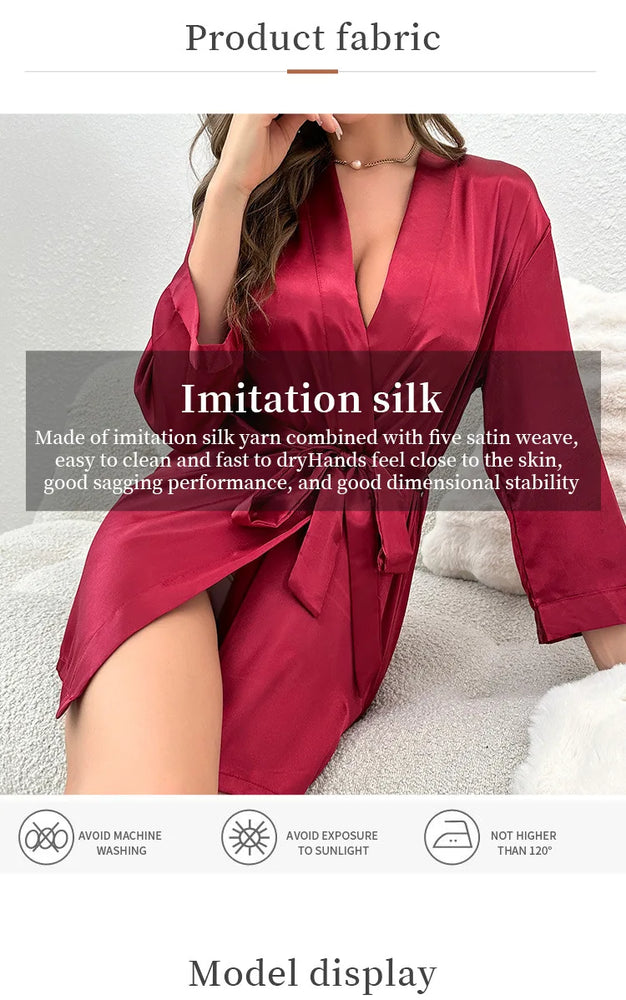 Short Silky Satin Robe | Bride & Bridesmaid Bathrobe