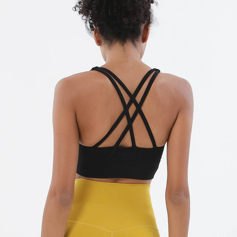 High-Support Cross-Strap Sports Bra | Professional Yoga Vest