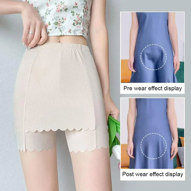 Ice Silk Seamless Safety Shorts | Double-Layer Summer Bloomers