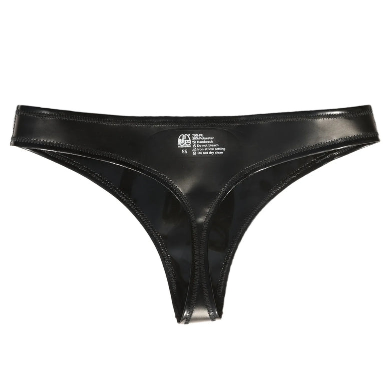 Reversible PU Leather Bikini Briefs – Wet Look Shiny & Matte Dual-Finish Low-Rise Sexy Panties