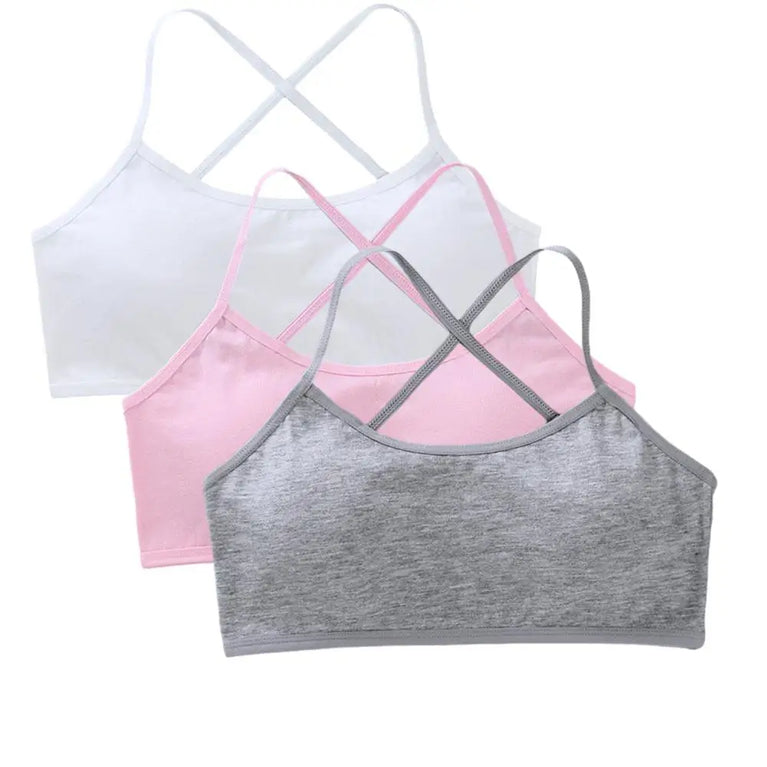 3-Pack Cotton Training Bras | Soft Teen First Camisole