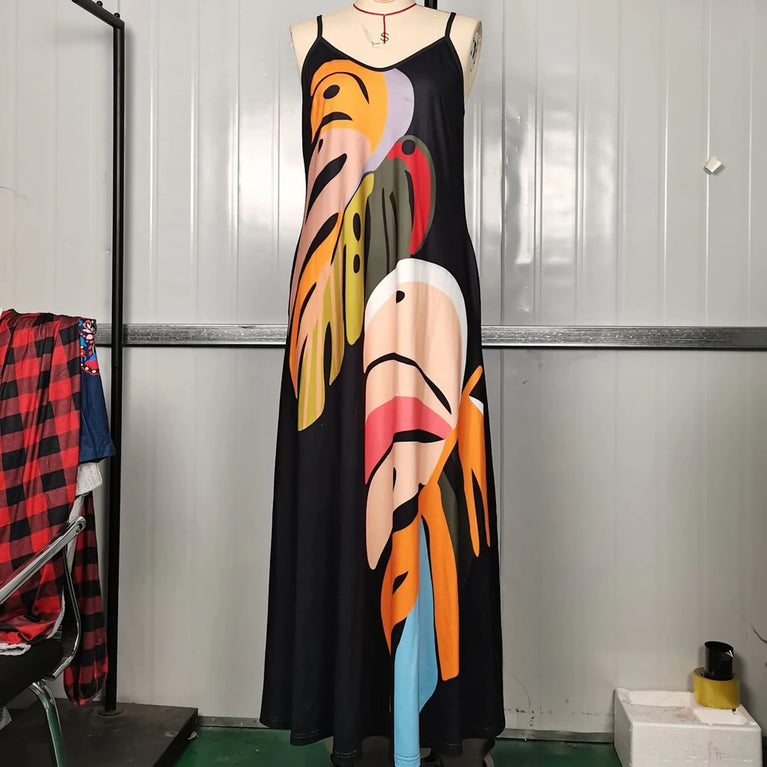 Elegant Floral Hooded Maxi Slip Dress Long Sleeve Summer Vacation Outfit