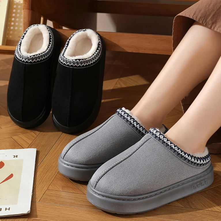 Plush Winter Platform Slippers | Warm Non-Slip Home Shoes