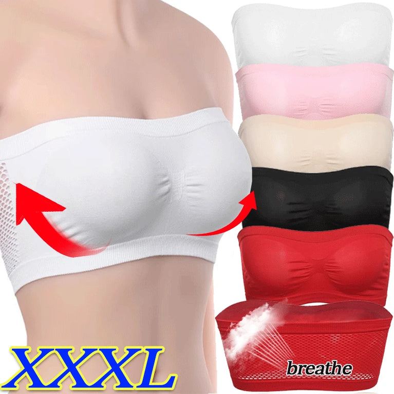 Breathable Mesh Tube Bra | Seamless Strapless Bandeau Top