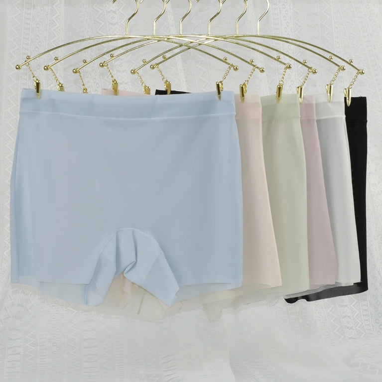 Ultra-Thin Ice Silk Boxer Underwear – High-Waist Seamless Safety Short Pants