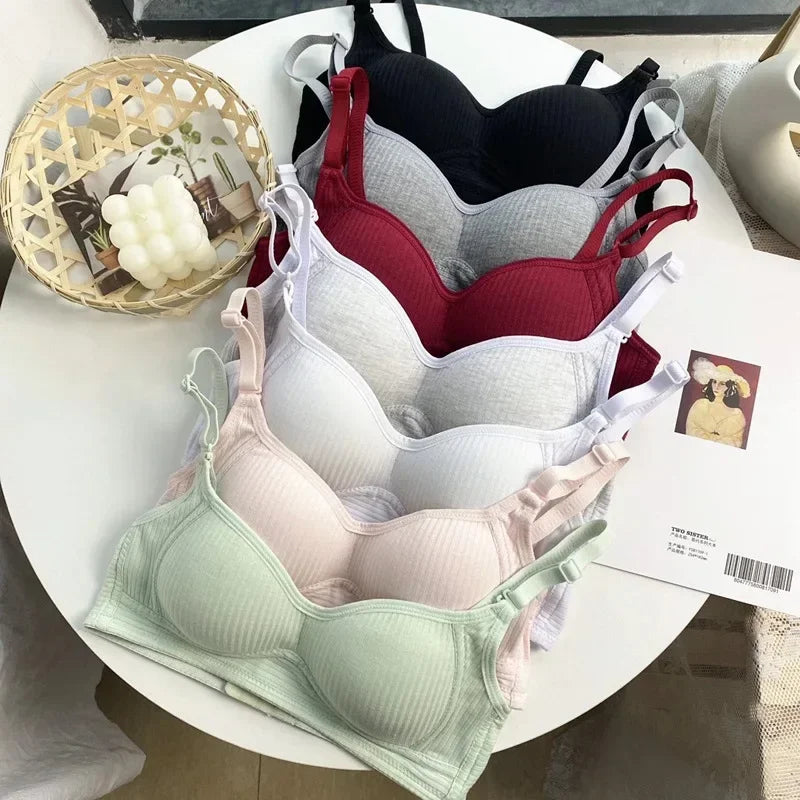 Seamless Cotton V-Neck Bralette | Wireless Summer Push-Up