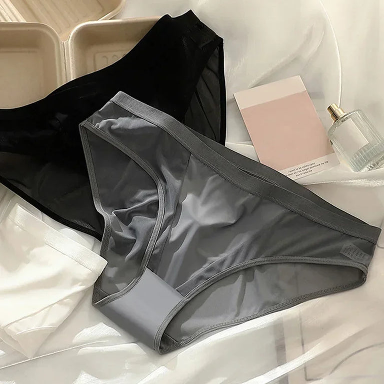 Sexy Mesh Ice Silk Briefs – Low-Rise Seamless Breathable Panties
