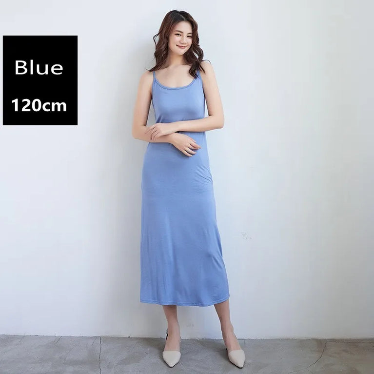 Elegant Modal Full Slip Dress Sleeveless Camisole Inner Dress