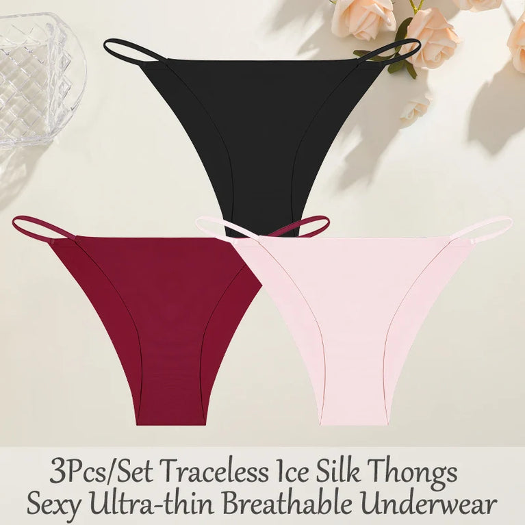 3pc Bikini Set | Low-Waist Traceless Brazilian Briefs