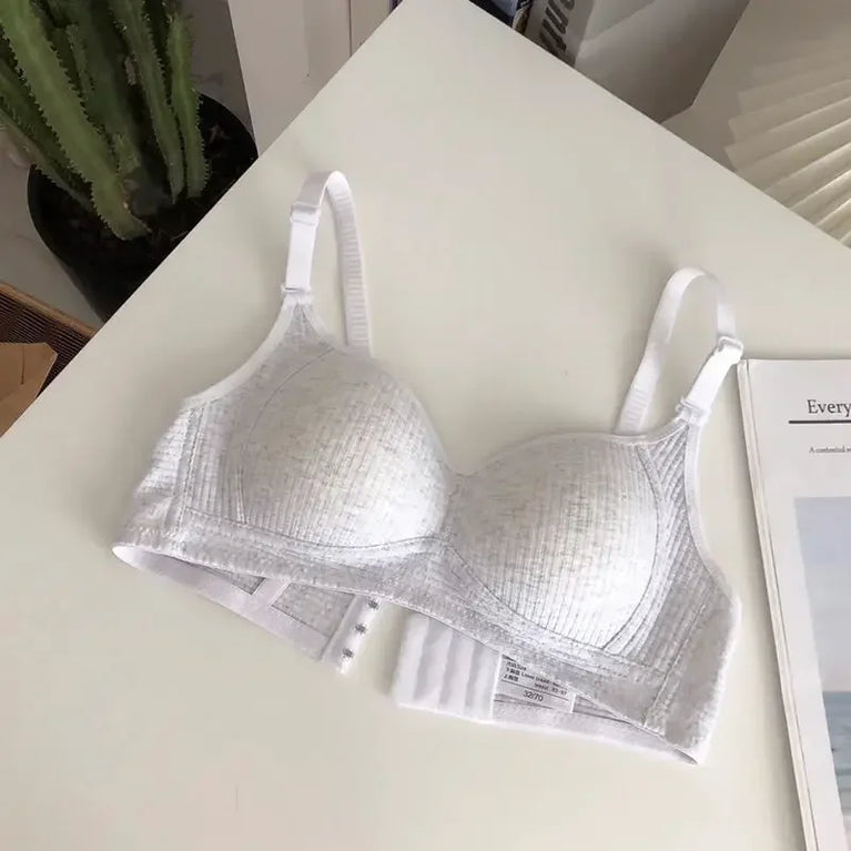 Seamless Cotton V-Neck Bralette | Wireless Summer Push-Up