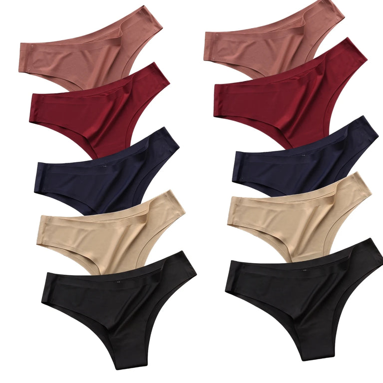Seamless Ice Silk Briefs (10-Pack) – Low-Rise Ultra-Thin Performance Panties