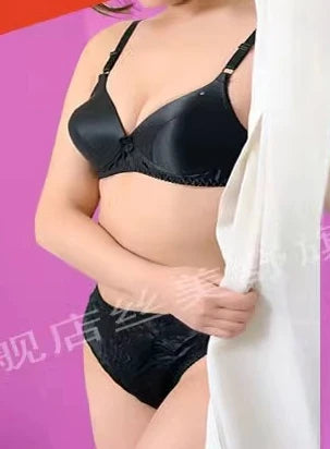 100% Pure Silk Bra & Brief Set | Wireless AB Cup Lingerie