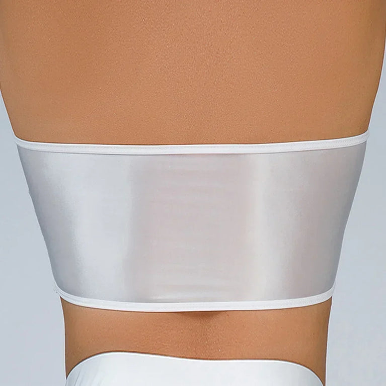 Gemini said Oil Glossy Shiny Strapless Crop Top – High-Stretch Rave Bandeau