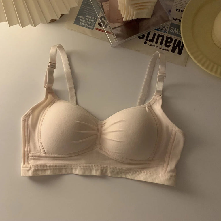Pure Cotton Wireless V-Neck Bra | Anti-Sagging Comfort
