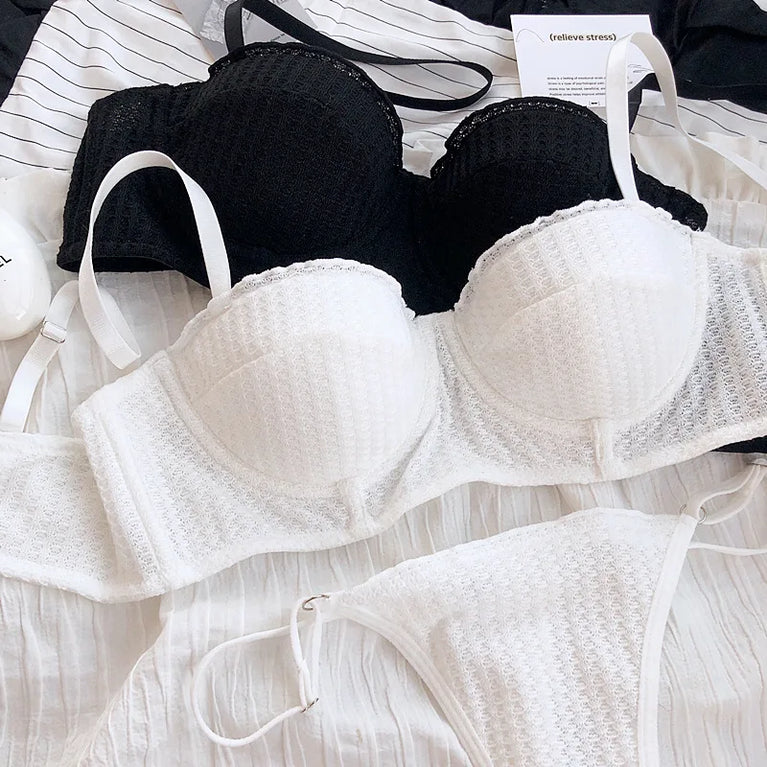 French 1/2 Cup Push-Up Bra Set | Fluorescent Lace Lingerie