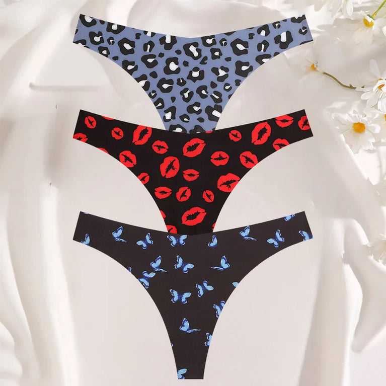 3-Pcs Sexy Colorful G-String Set – Seamless Low-Rise Bikini Thongs for Women (S-XL)