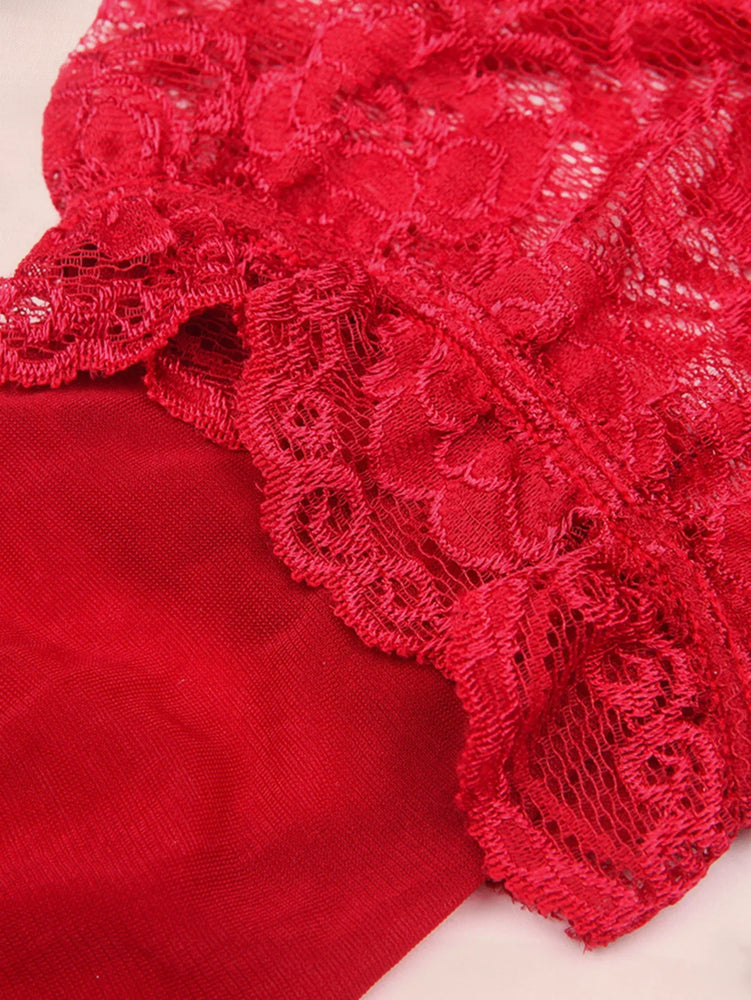 Seamless Floral Lace 4-Piece Lingerie Set – Sexy Underwire Bra & Robe
