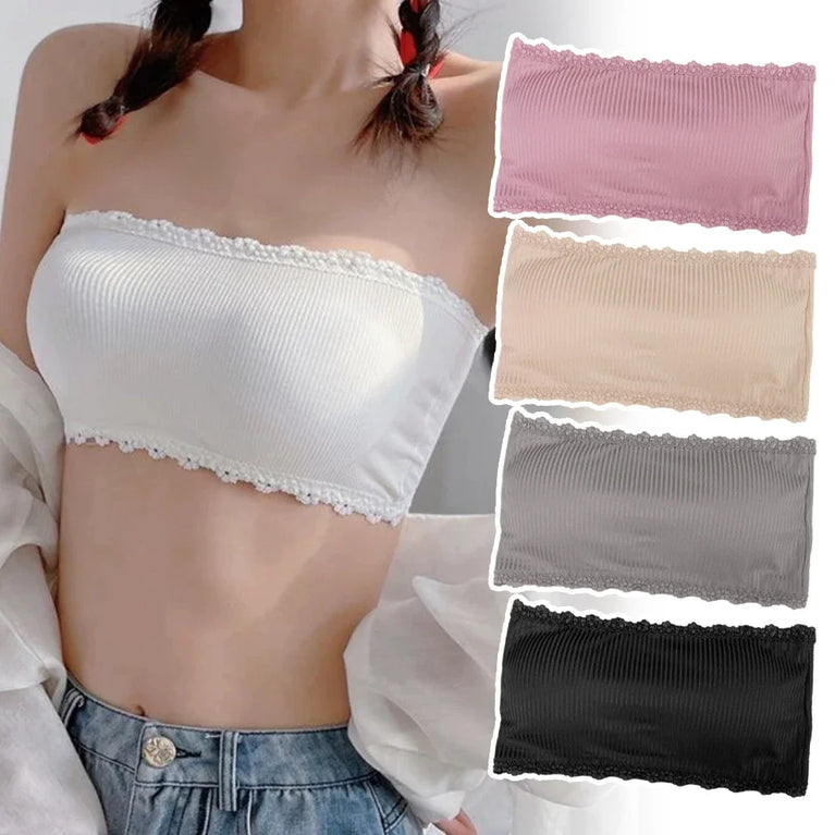 Summer Strapless Seamless Bra – Breathable Lace Chest Wrap