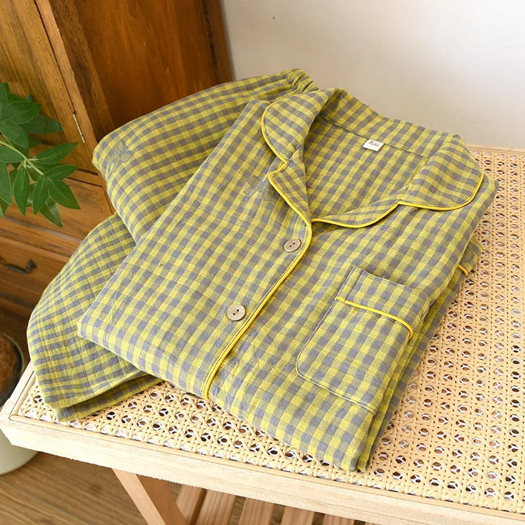 Women’s Cotton Plaid Pajamas | Pink & Green Checkered Set