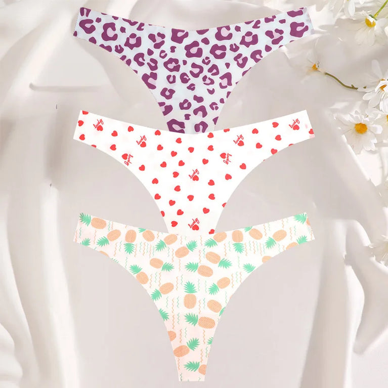 3-Pcs Sexy Colorful G-String Set – Seamless Low-Rise Bikini Thongs for Women (S-XL)