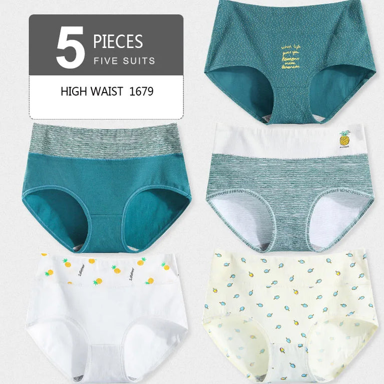 5pc High-Waist Cotton Briefs | Seamless Body Shaper Set