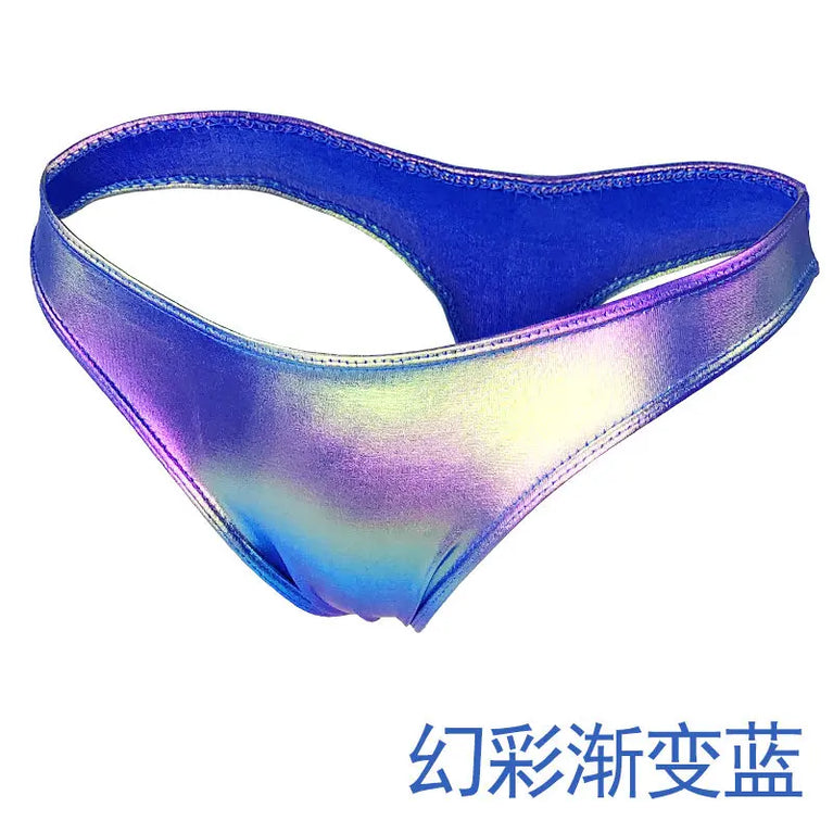Glossy Gradient Bikini Thongs – Low-Rise Vibrant Swim & Beach G-Strings