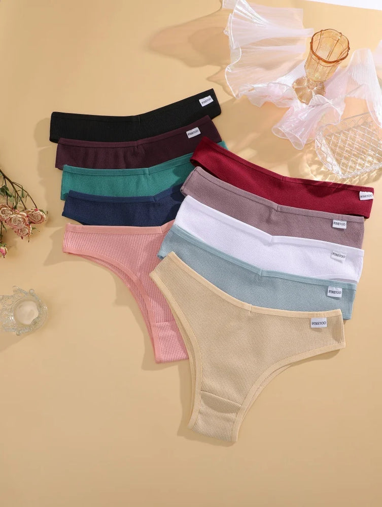 7pc Waffle Cotton Briefs | Sexy V-Waist Brazilian Set