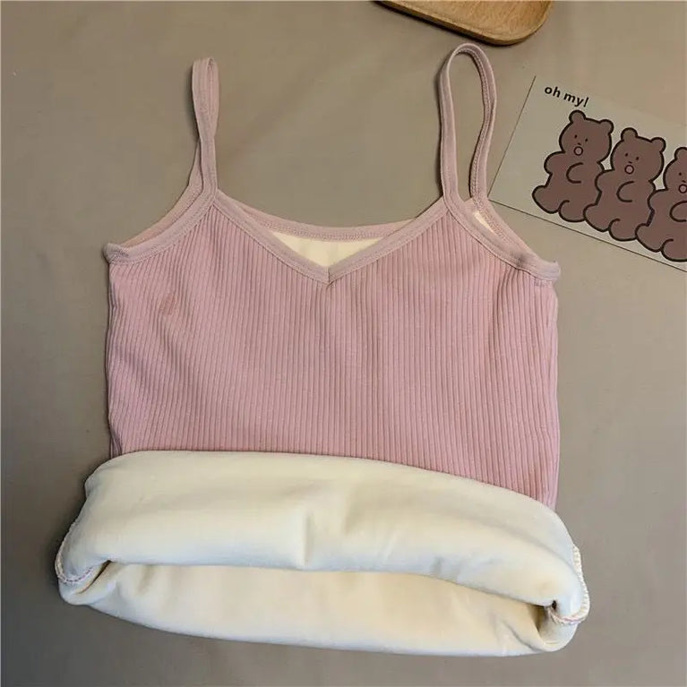Winter Velvet Thickened Undershirt Women Cozy Warm Vest Top