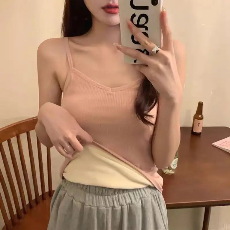 Winter Velvet Thickened Undershirt Women Cozy Warm Vest Top