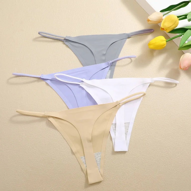 7-Pcs Traceless Ice Silk Thongs – Ultra-Thin Breathable Low-Rise G-String Set for Women