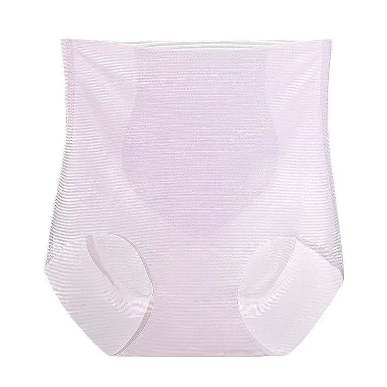 High-Waist Ice Silk Seamless Briefs – Ladies Summer Fitness Underwear