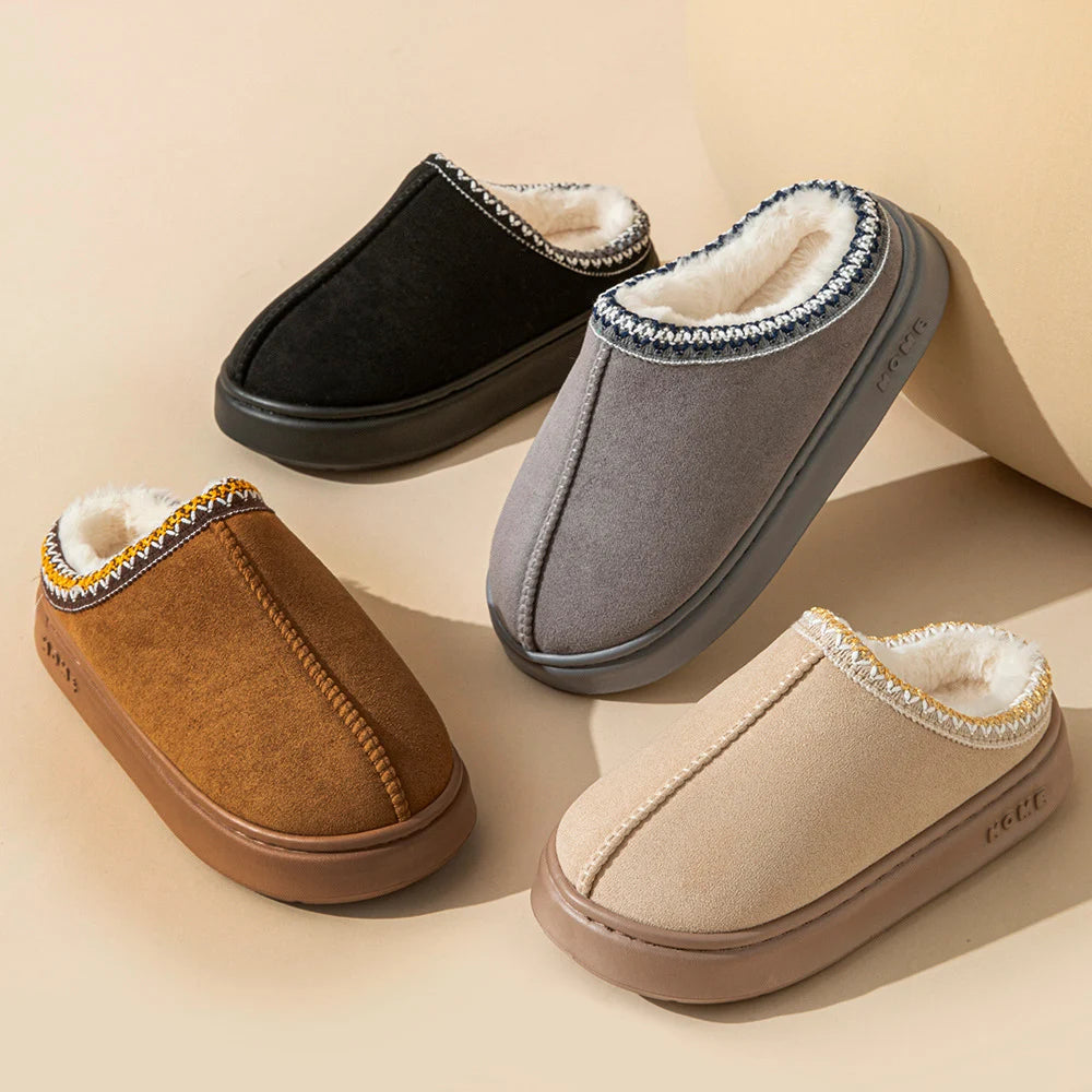 Plush Winter Platform Slippers | Warm Non-Slip Home Shoes