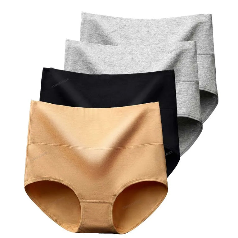 4-Pack Cotton Panties | High-Waist Abdominal Shaper