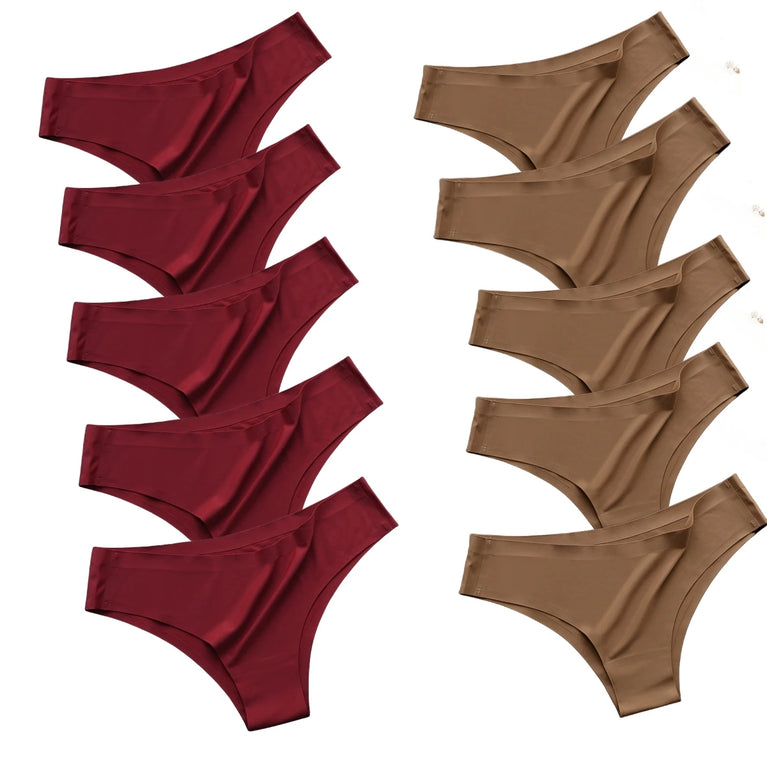 Seamless Ice Silk Briefs (10-Pack) – Low-Rise Ultra-Thin Performance Panties