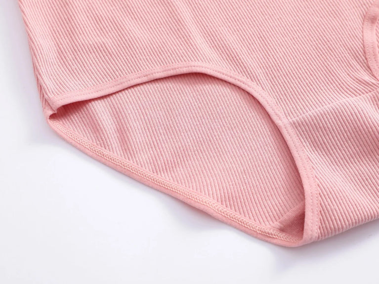 6pc Seamless Cotton Briefs | High-Waist Striped Set