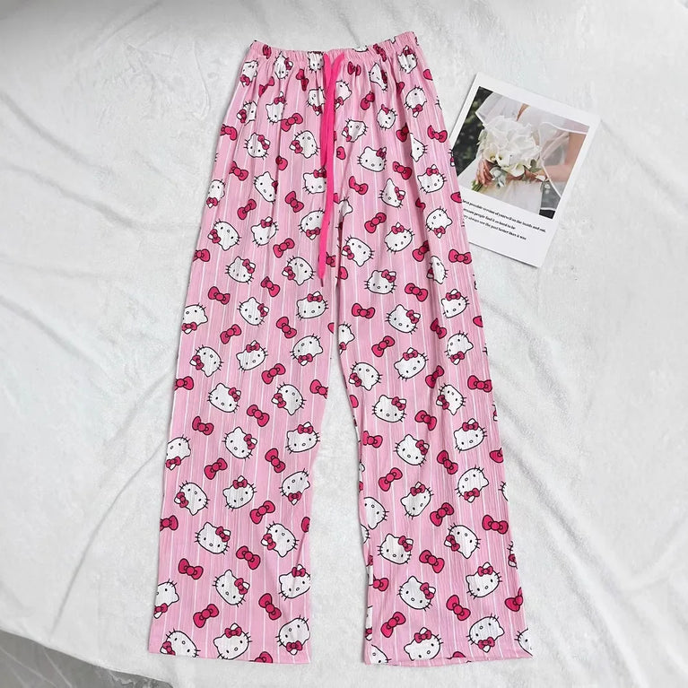 Sanrio Hello Kitty Pajama Pants | Cute Summer Home Trousers