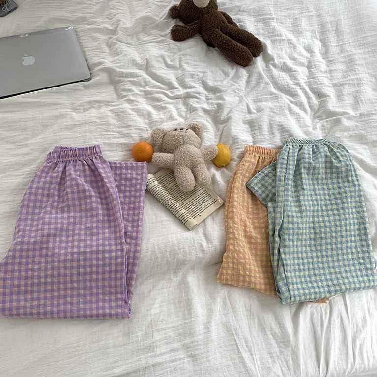 Loose Plaid Pajama Pants | Thin Summer Home Trousers
