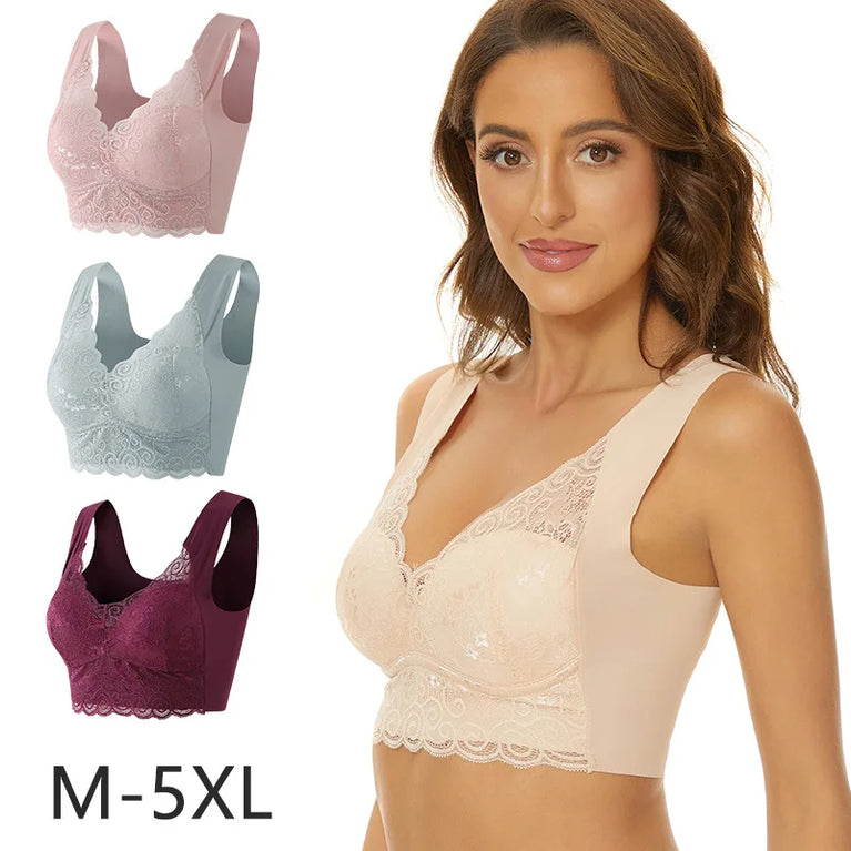 Seamless Lace Bra | Wireless Full-Cup Push-Up
