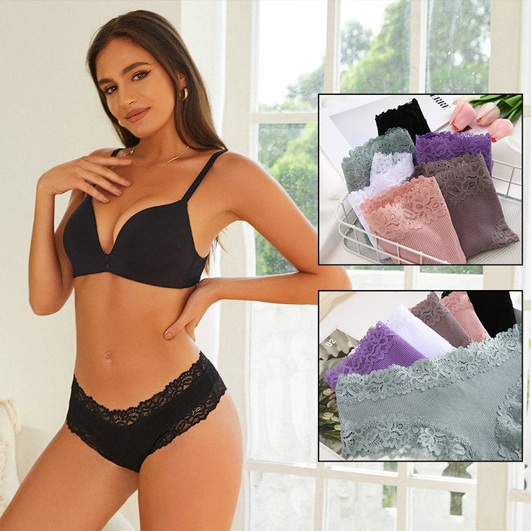 Lace-Trim Cotton Bikini – Low-Rise Comfort Knickers