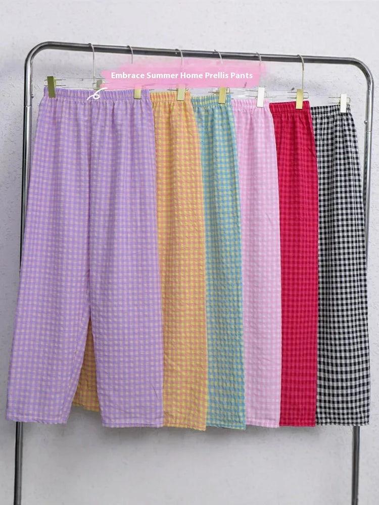 Loose Plaid Pajama Pants | Thin Summer Home Trousers