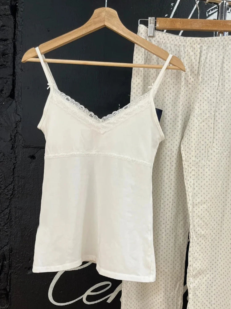 Vintage Lace Patchwork Tank Top | Sweet Y2K Summer Camisole