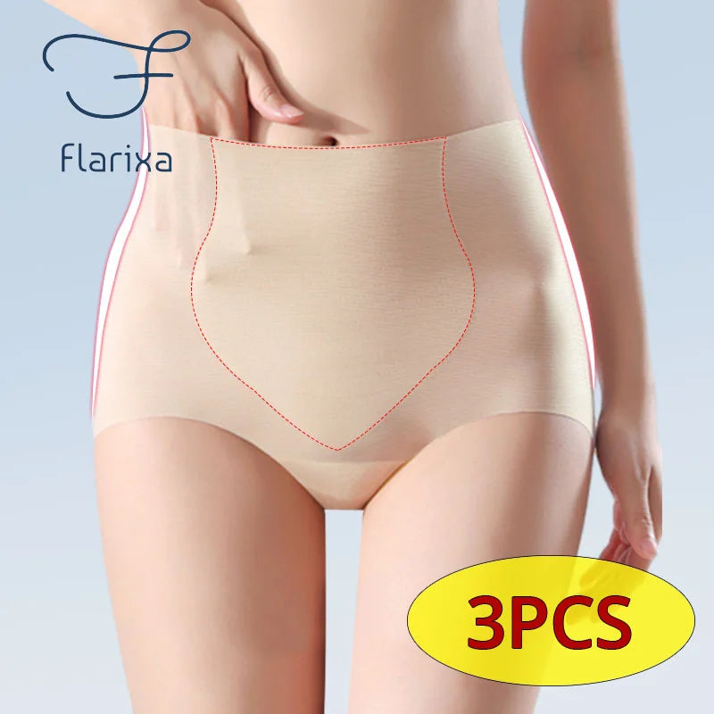 Seamless High-Waist Briefs (3-Pack) – Breathable Ice Silk & Silk Protein Shapewear